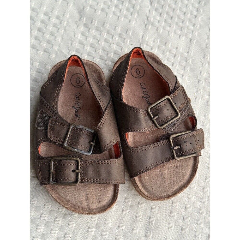 Cat & Jack Unisex Reagan Toddler Double Strap Buckle Sandals Brown Size 6